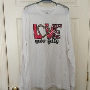 Bella Canvas White Long Sleeve Tee with Red and Black Design